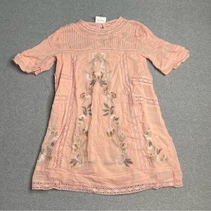 Free People Dress Womens XS Embroidered Lace Pink Adult